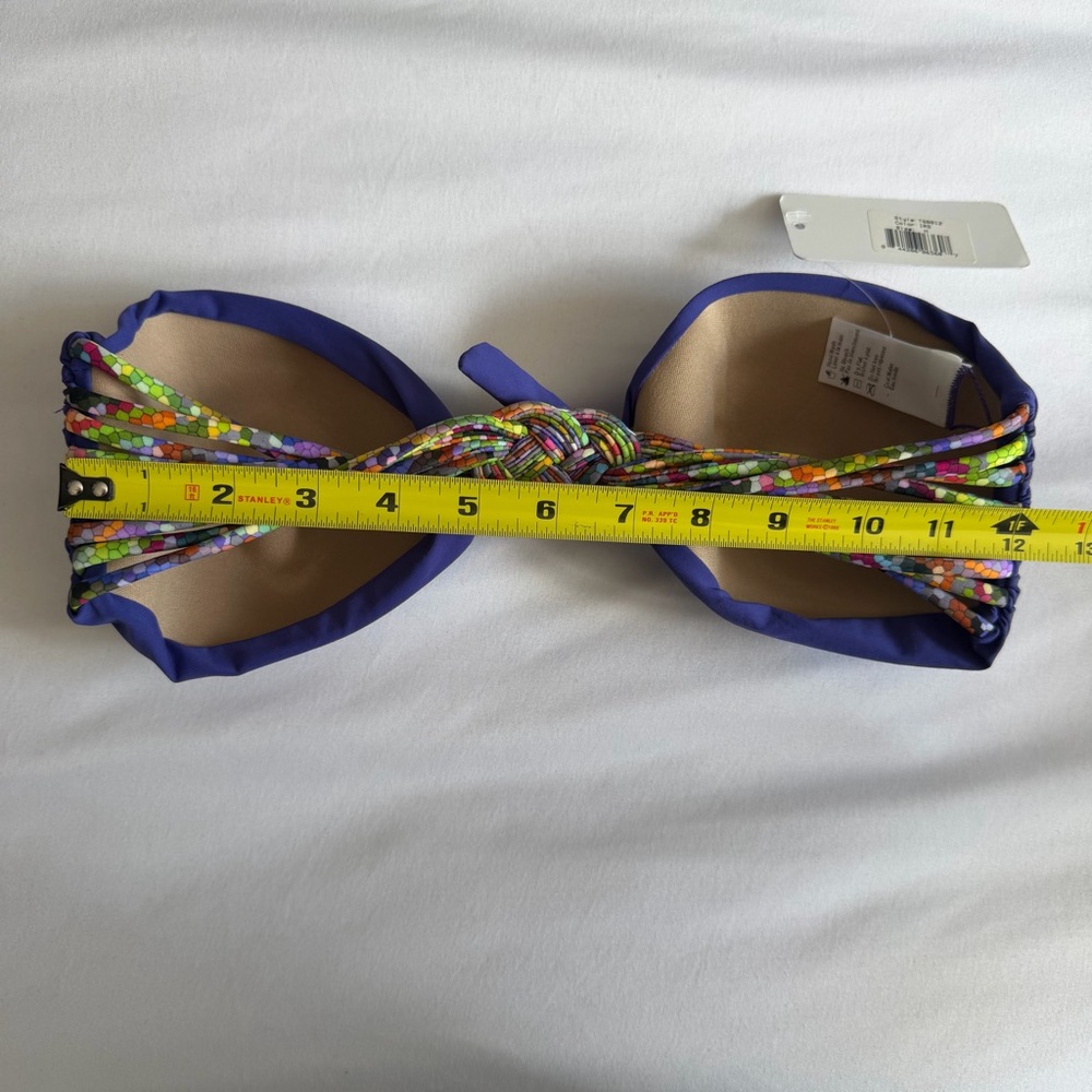 NWT L*Space "Tesserae" Purple Iris Colorful Knot Macrame Back Bandeau Bikini - Picture 6 of 17